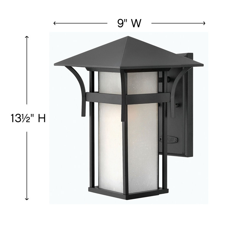 Harbor Outdoor Wall Lantern, Satin Black, MED, 13.5" H x 9" W
