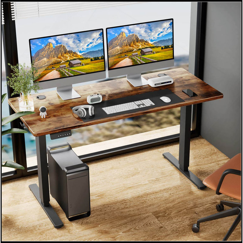 Bureau électrique à hauteur ajustable électrique, bureau d'ordinateur ergonomique assis-debout, H 28 po x l 47 po x P 23 po