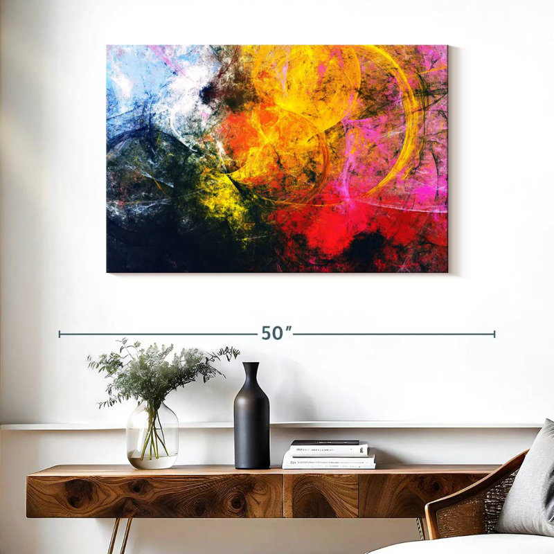 Avery Fiery abstrait, H 26 po x l 39 po