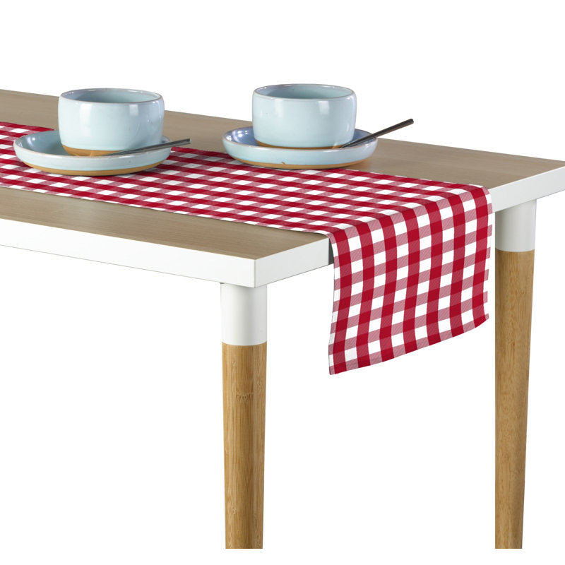 Ines Picnic Check Milliken Signature Table Runner, 108" L x 14" W, Red