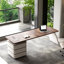 Bureau rectangulaire à 3 tiroirs en bois manufacturé brun noisette + blanc beige-933152445-933152435