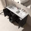 Meuble-lavabo double 60 po avec comptoir en résine blanc brillant, 3 tiroirs, 4 portes Modern