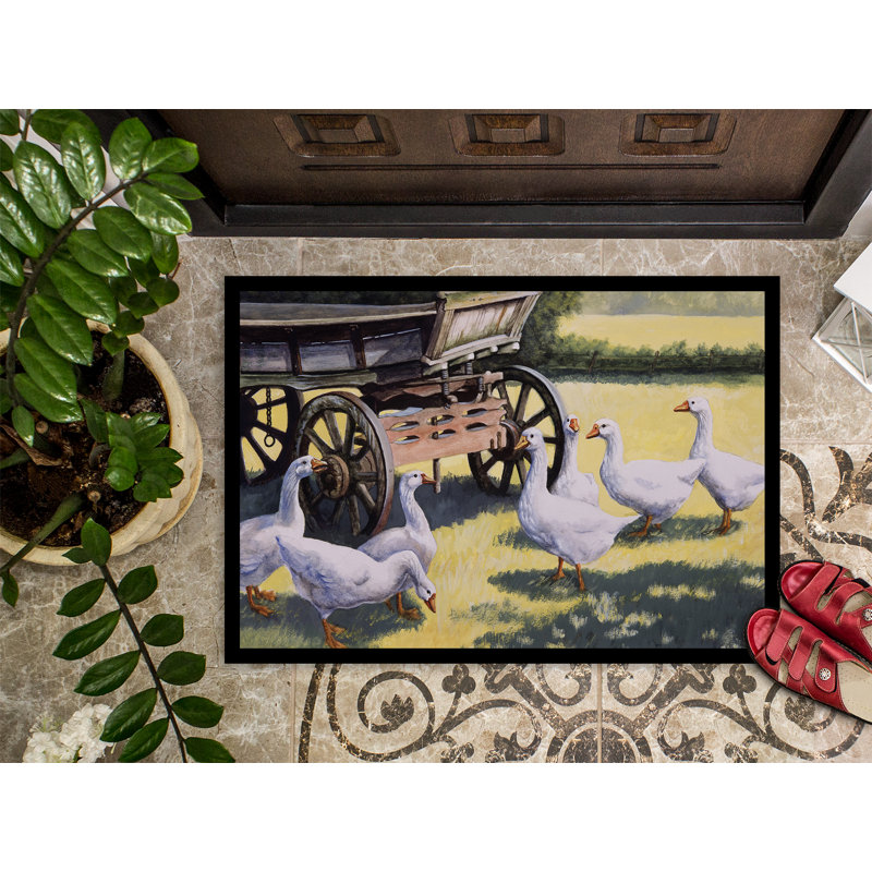 Tapis de porte extérieur anti-dérapant oies, Rectangle 1 pi 6 po x 2 pi 3 po