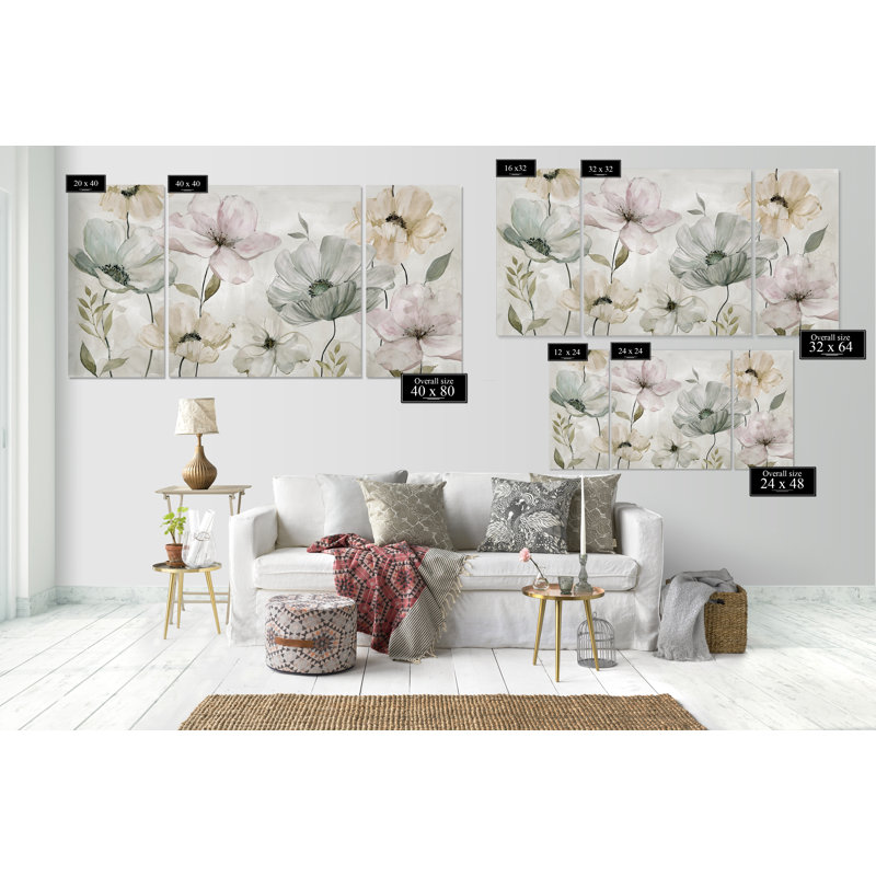 Une image multi-pièces de première qualité grises de jardin sur toile, H 40 po x l 60 po x P 1,5 po
