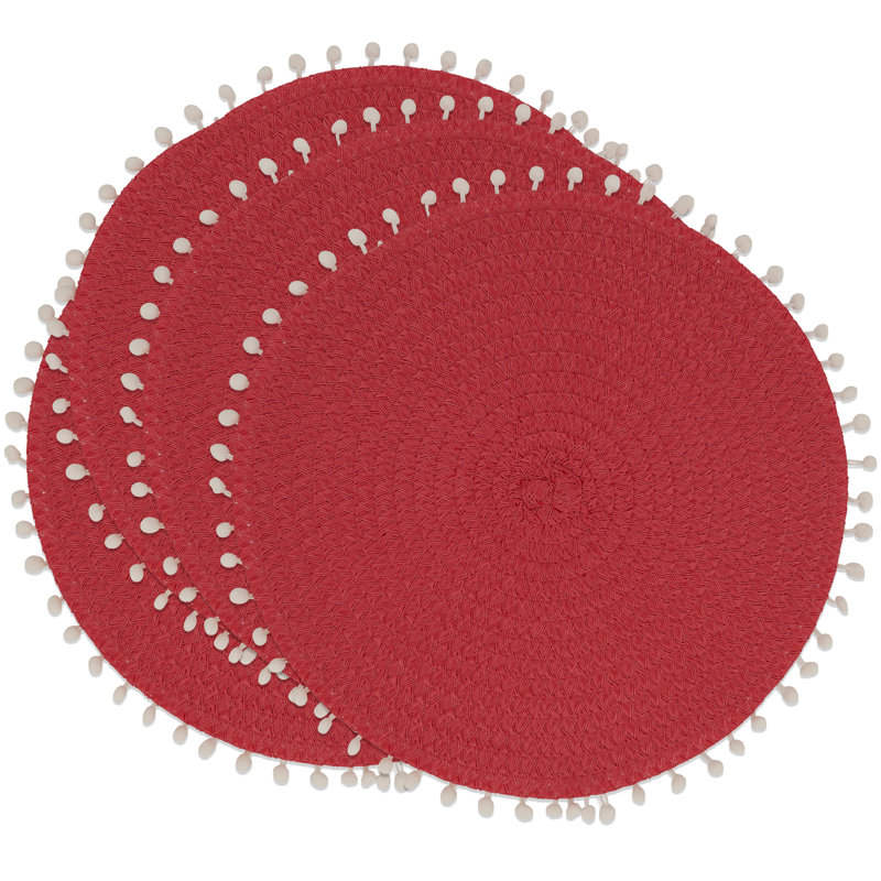 Harding Brielle Pom Pom 15" Placemat, Red