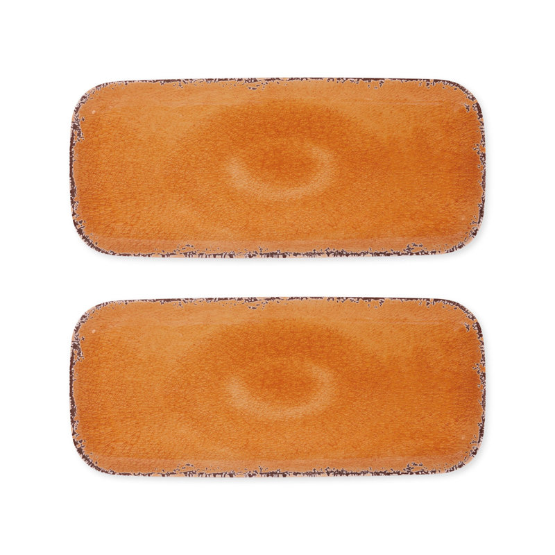 2-Piece Crackle 15" Tray, Orange