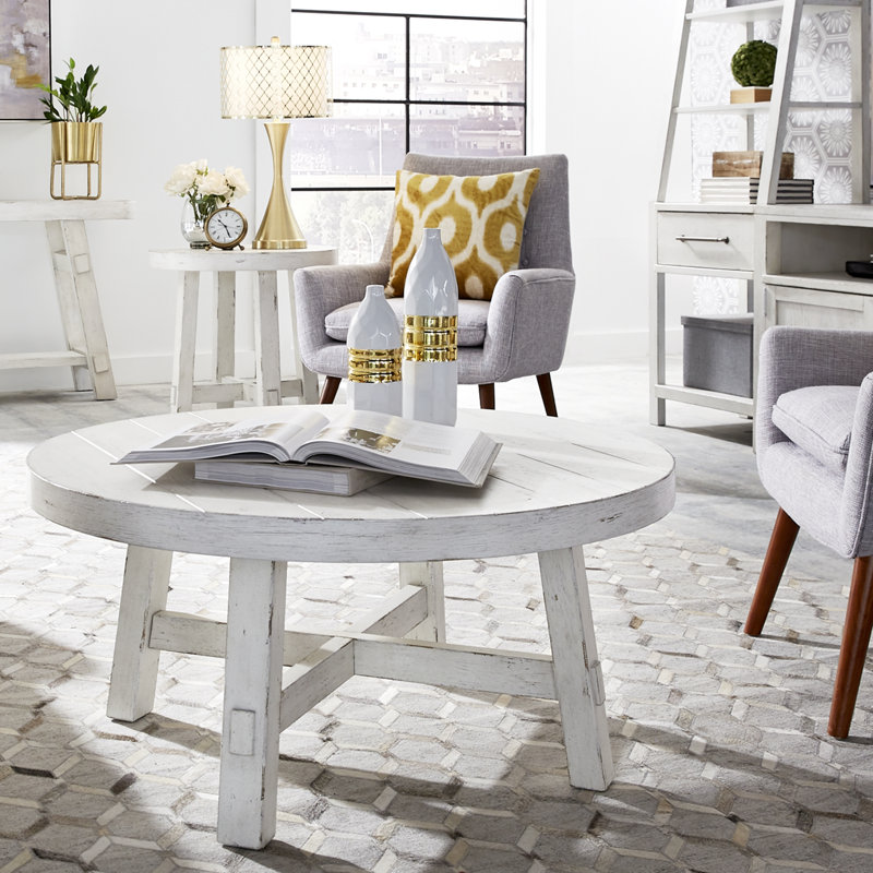 Bettee 4 Leg Round Cocktail Table, White