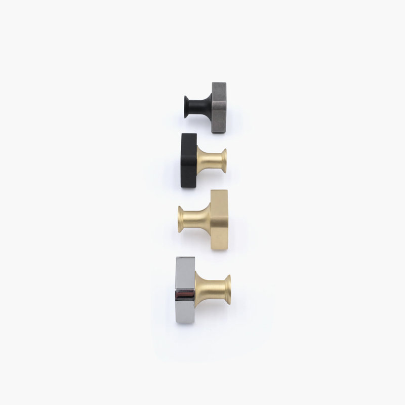 Mod Square Knob, Matte Black/Weathered Nickel