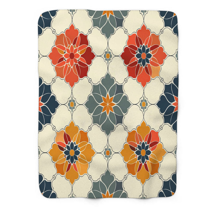 Motif de carreaux classique - couverture Sherpa de qualité supérieure 1 pièce, Grand lit