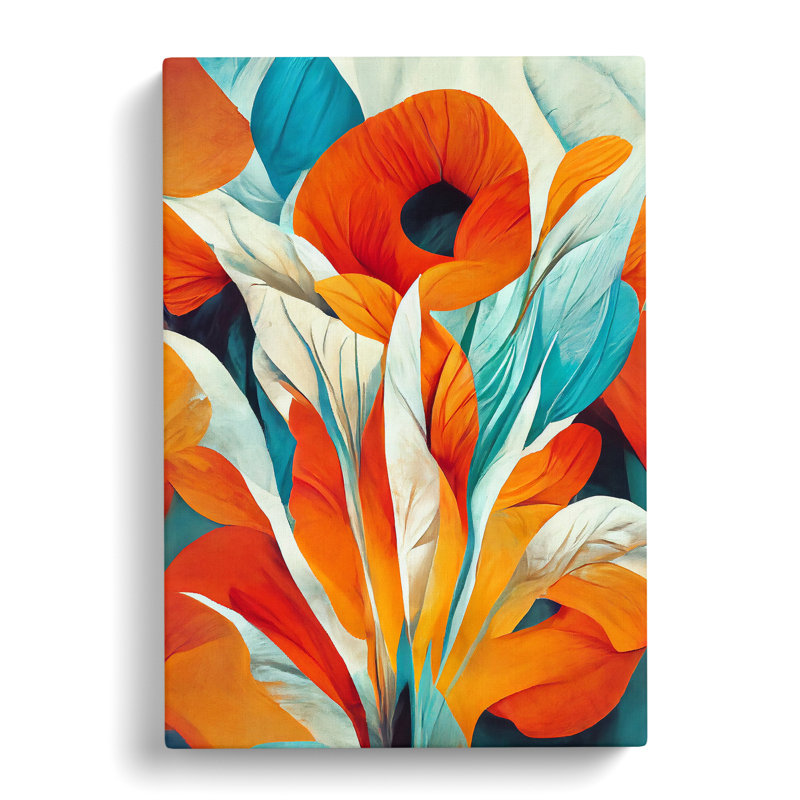 Pretty Abstract Flowers No.3 - Wall Art, Wrapped Canvas, 50cm H x 35cm W, No Matte