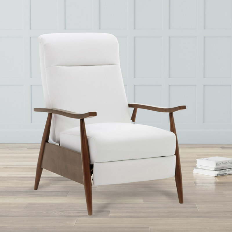 Fauteuil inclinable à accoudoirs en bois, Blanc
