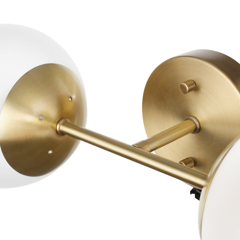 Matte Brass 2-Light Wall Sconce with Frosted Glass Shades