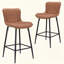 Ensemble de 2 tabourets de comptoir, chaises de cuisine et de salle à manger en similicuir pour la salle à manger, tabourets de bar à hauteur de comptoir, chaises de table à manger de style Mid-Century avec pieds en métal-1599229172