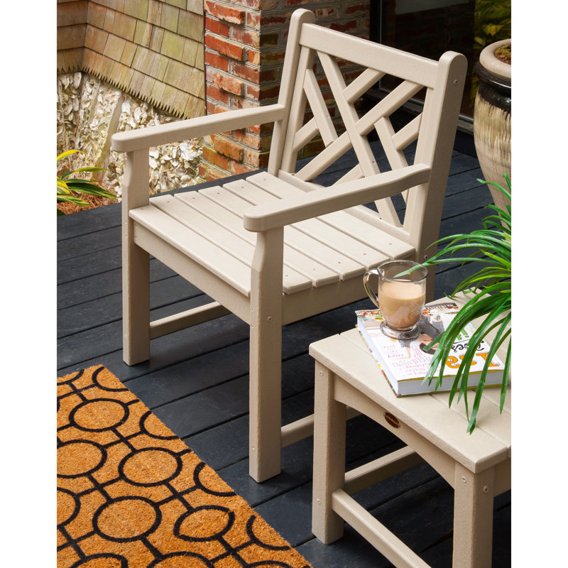 POLYWOOD Chippendale Garden Arm Chair, Sand