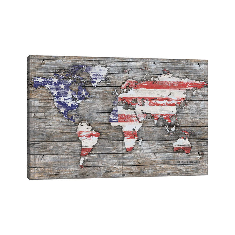 American World 1 Piece Wrapped Canvas Wall Art, 66.04 cm H x 45.72 cm W x 3.175 cm D