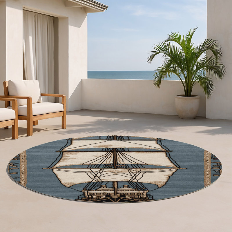 Tapis intérieur et extérieur gris Transport, Rond 5 pi