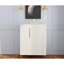 Buffet moderne blanc avec poignées dorées pour la cuisine et le bar, design élégant, rangement flexible, bois d'ingénierie de haute qualité, mobilier de salle à manger peu encombrant, esthétique minimaliste,