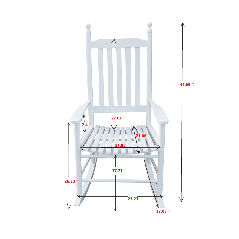 Chaise berçante en bois BLANC, sans passe-partout, Blanc