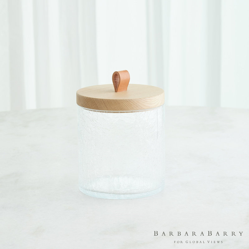Crackle Glass Canister w/Lid, 40 oz