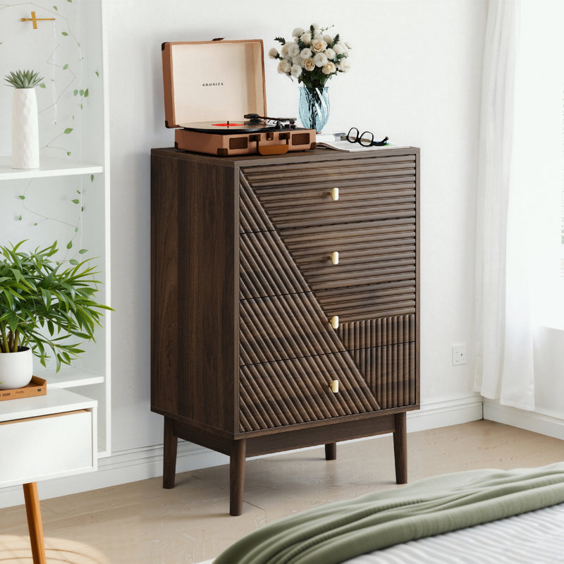 Commodes décoratives avec 4 tiroirs et poignées en métal