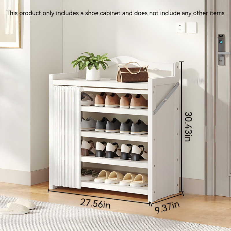 Foldable Shoe Rack For Home - Bamboo Entryway Shoe Organizer With Dust-Proof Curtain, Multi-Layer Design For Easy Storage
