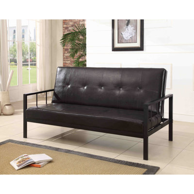 Canapé convertible en similicuir de 77 po avec accoudoirs carrés structurés, siège à coussin simple et revêtement moderne uni Swan Hill - Canapé de salon 3 places avec rembourrage en mousse et structure durable