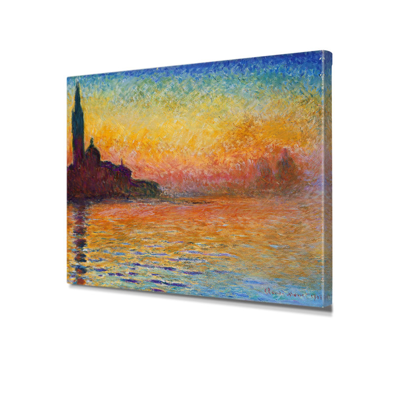 Reproduction d'art, estampe numérique PM001, "Coucher de soleil à Venise" par Claude Monet, H 16 po x l 20 po x P 0,75 po