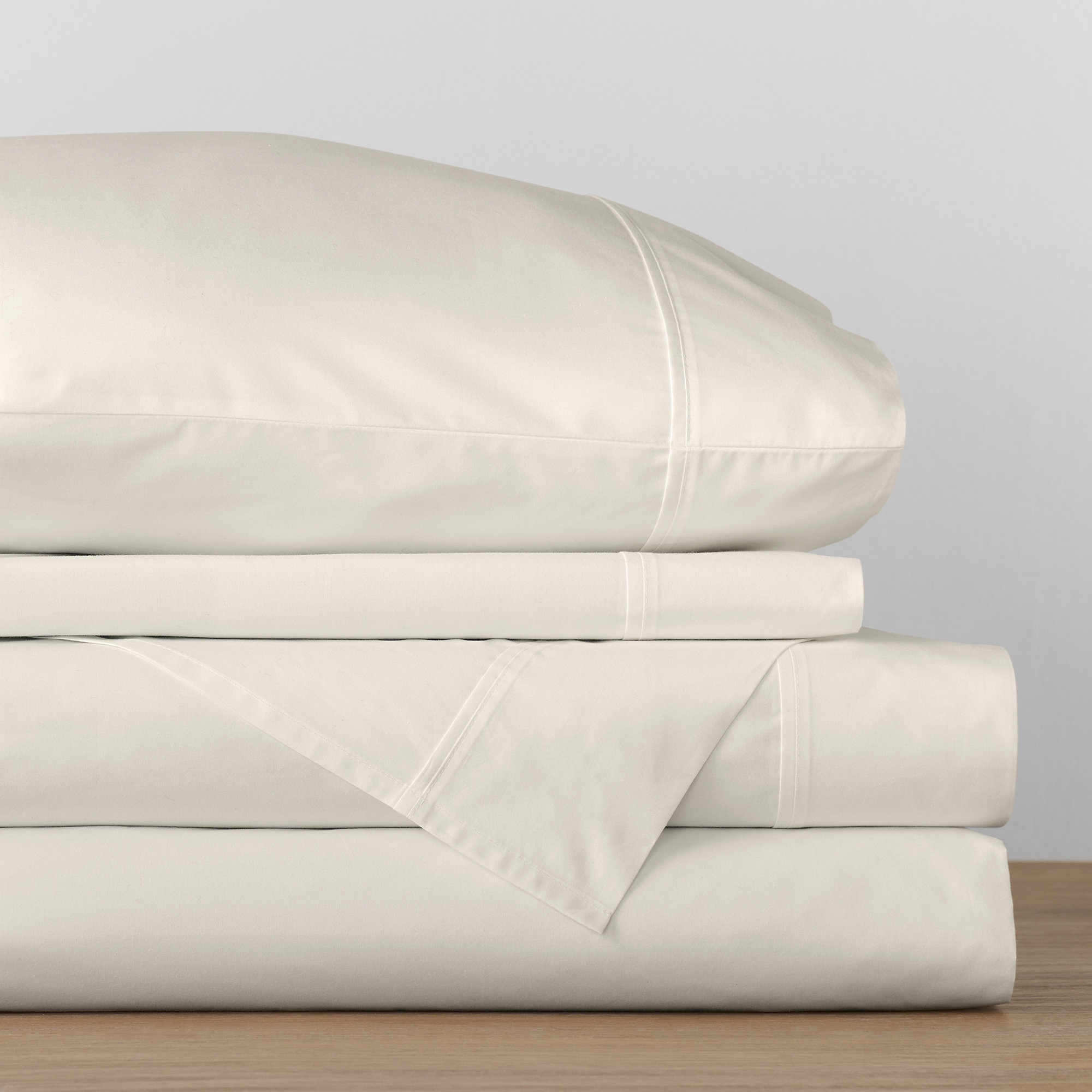 Emrik Brushed Organic Cotton Percale Sheet Set, Queen, Sand