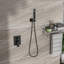 Système de fixation murale carré double pomme de douche - 10 po, caoutchouc bronze huilé avec pouces