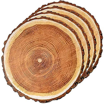 50-Pack Disposable Wooden Slice Paper Placemats – 13.5" Round Rustic Brown Wood Slice Design