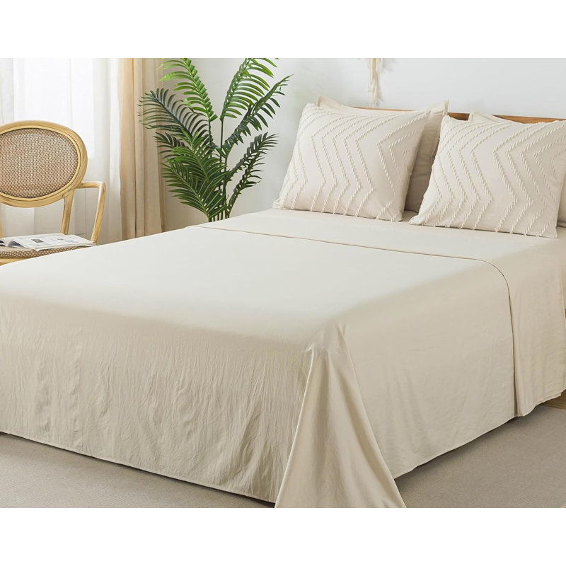Beige King Microfiber Bed in a Bag Set with Geometric Design