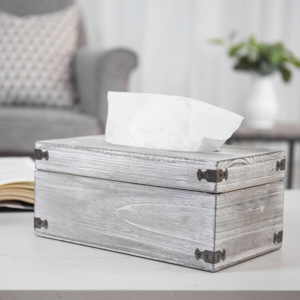 Tissue box cover - Coffee brown with grey vintage design 1