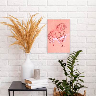 Art mural majestueux étalon rouge contemporain