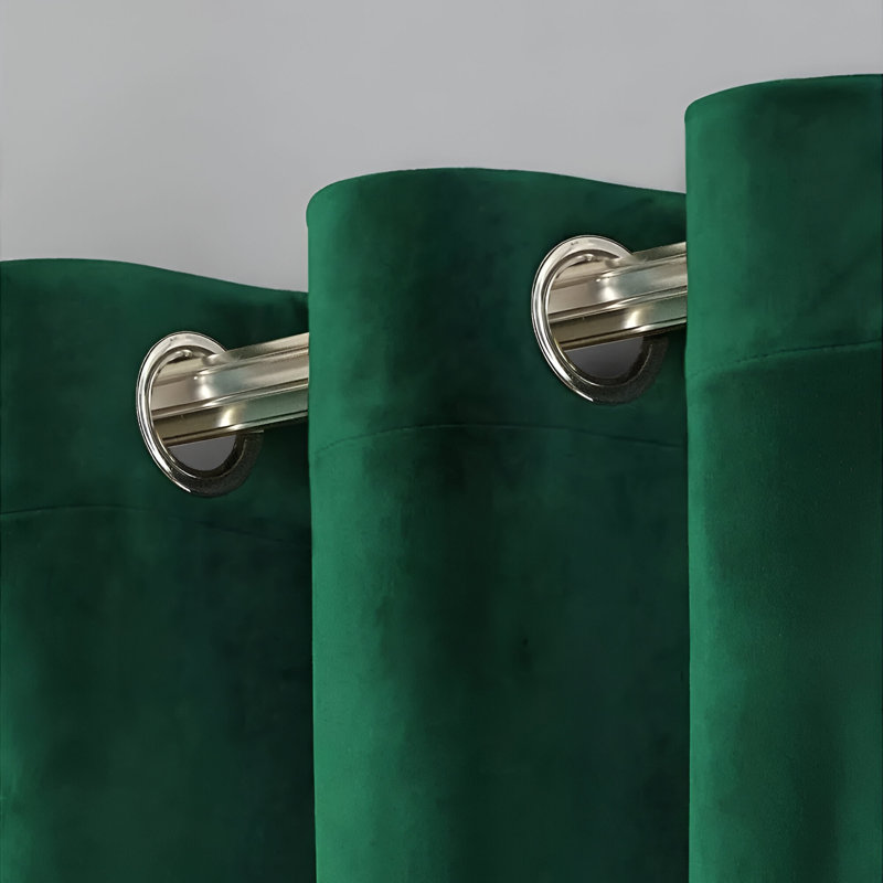 Crushed Velvet Eyelet Window Curtains, Green, 117cm Width x 137cm Drop
