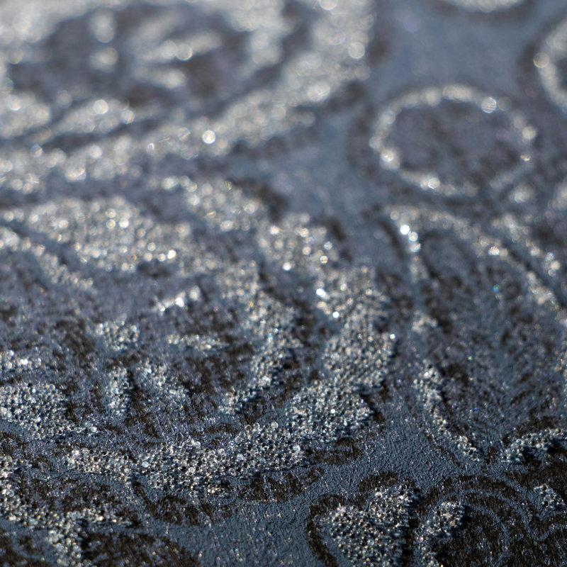 Adonea Aphrodite Glass Beads 3D Embossed 33' L x 21" W Wallpaper Roll, Midnight Blue
