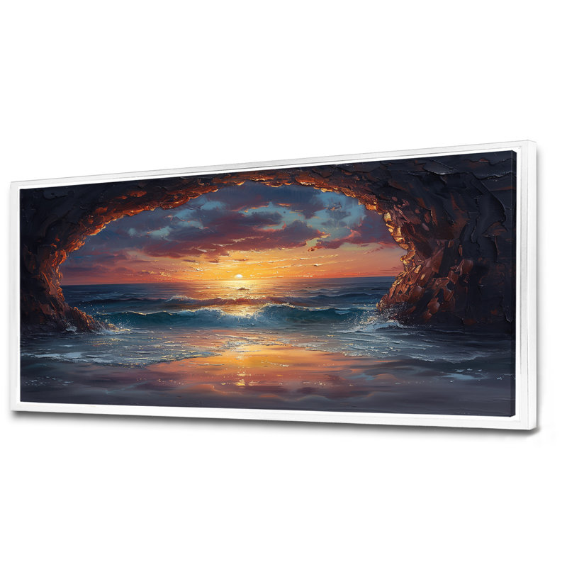 Sarmiento - Décoration murale plage, Toile encadrée flottée blanche, H 28 po x l 60 po x P 1,5 po
