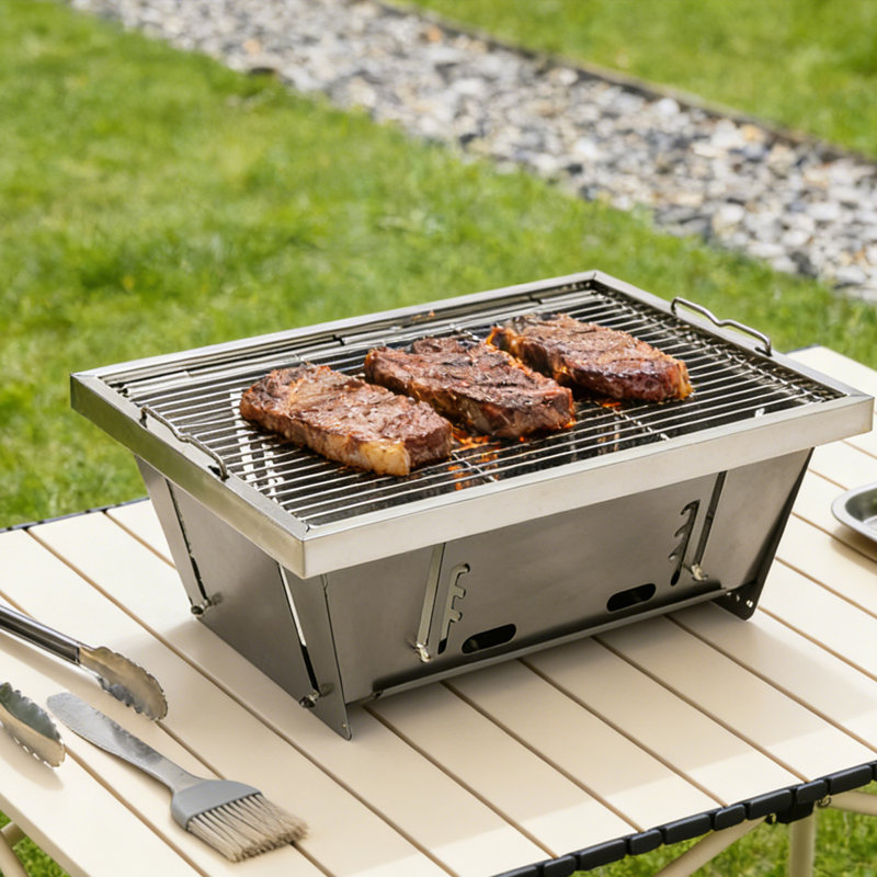 Ensemble de barbecue à charbon pliable pour l'extérieur