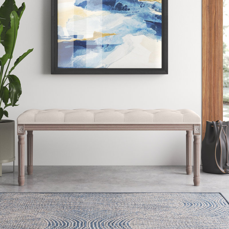 Banc rembourré Chagford, Beige, H 18,1 po x l 47,25 po x P 15,7 po