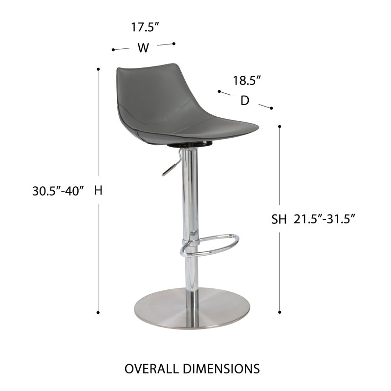 Tabouret de bar Saliym, Similicuir gris