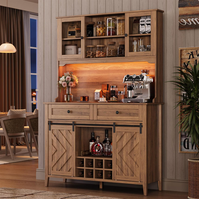 Bar 72 "Farmhouse avec bar à vin, station de charge, tiroirs et tablettes, Brun