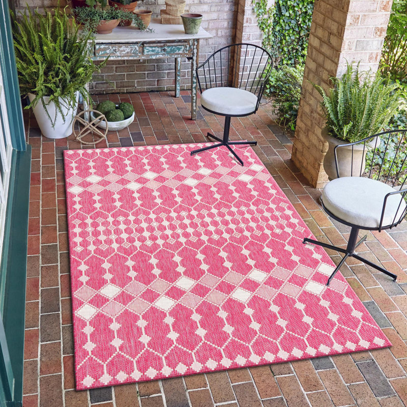 Magenta Traliccio Indoor/Outdoor Trellis Rug, Rectangle 7'10" x 11'