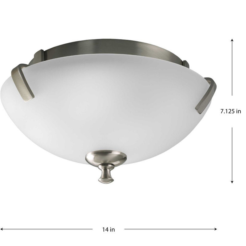 Plafonnier encastré 14 po à 2 lumières Charleston, Nickel brossé