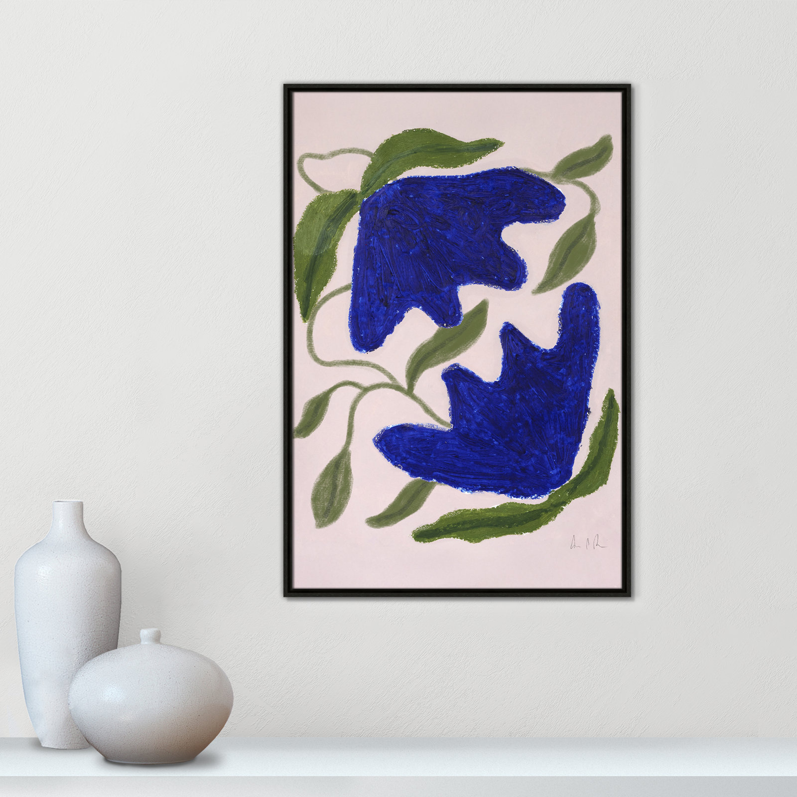 Colette "Blue Anemones No. 02" Print, Espresso, 37.5" H x 25.5" W