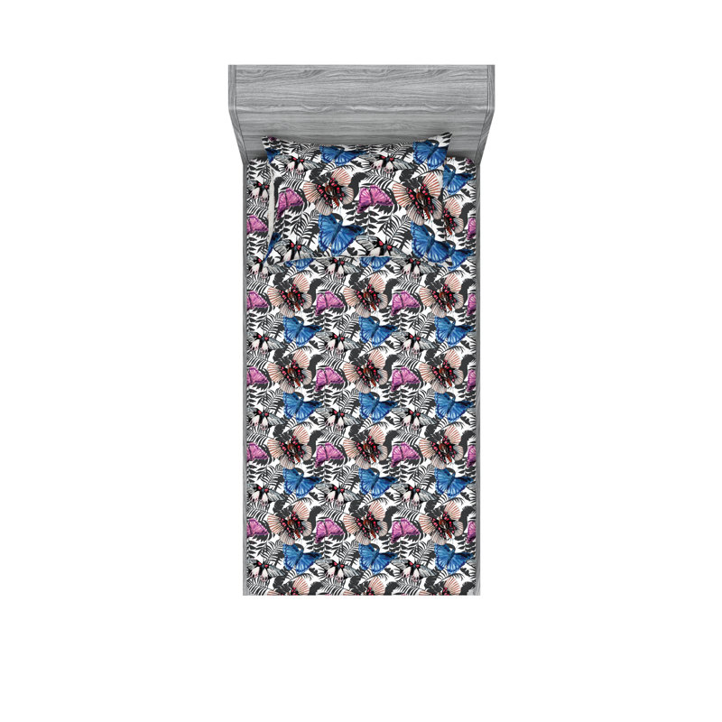 Drap-housse et taie décorative Ambesonne, Ensemble de draps pour lit simple avec 1 taie d'or