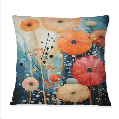 Coral Teal Contrasting Contrasts II - Abstract Collages Printed Throw Pillow