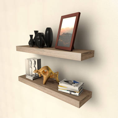 Rustic Floating Shelves (Set of 2) Loon Peak Finish: Aged Barrel, Size: 1.75 H x 24 W x 12 D