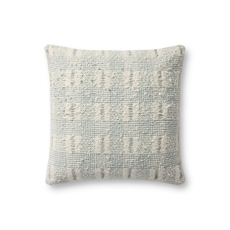 Loloi Throw Pillow, Ivory/Blue Geometric, Polyester
