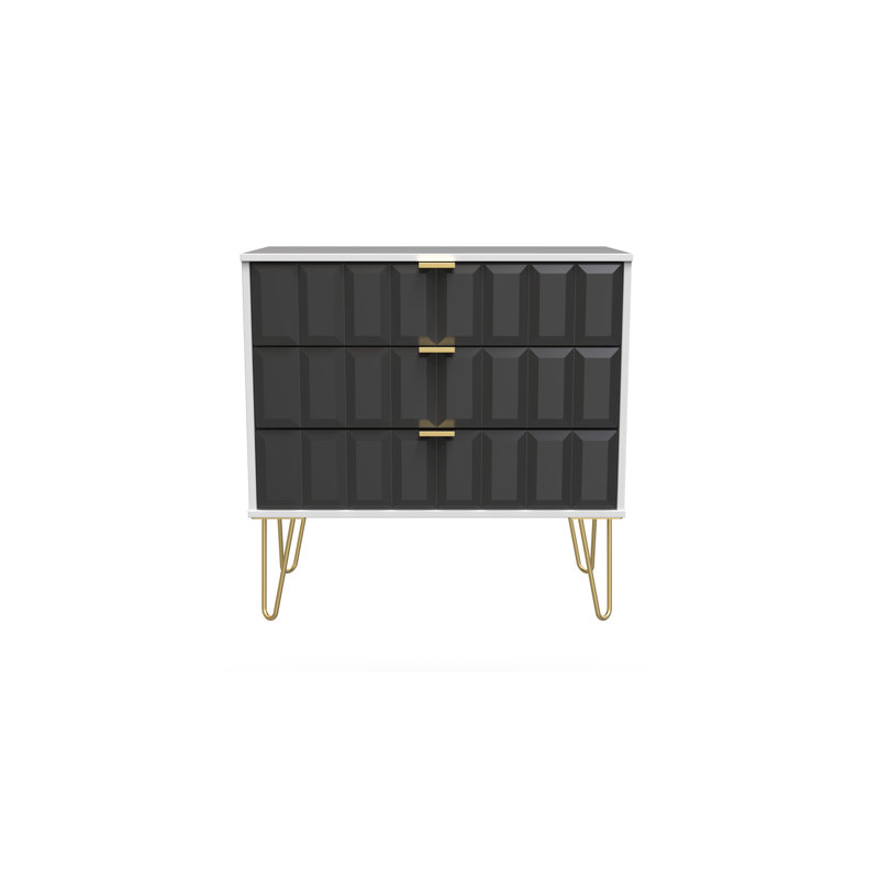Allem 77cm W 3 - Drawer Chest of Drawers, Graphite/White