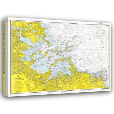 NOAA Historical Map and Chart Collection Gallery Canvas Art: Nautical Chart - Boston Harbor ca. 1970