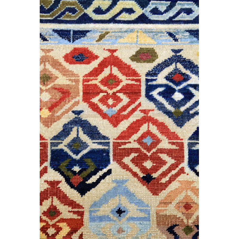 New Indian Boteh Wool On Cotton 10Ftx14ft1in Ivory